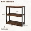 Staande kast 3 niveaus hout boekenkast multifunctioneel opbergrek metalen frame ladderrek industriële stijl voor slaapkamer werkkamer 3