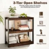 Staande kast 3 niveaus hout boekenkast multifunctioneel opbergrek metalen frame ladderrek industriële stijl voor slaapkamer werkkamer 4
