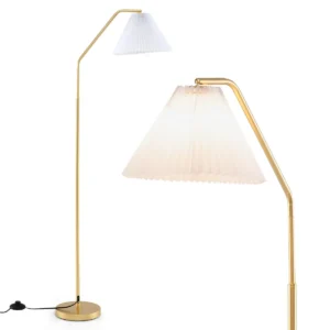 Staande lamp 168 cm met verstelbare lampkop geplooide kap en voetschakelaar moderne metalen lamp voor woonkamer slaapkamer 1