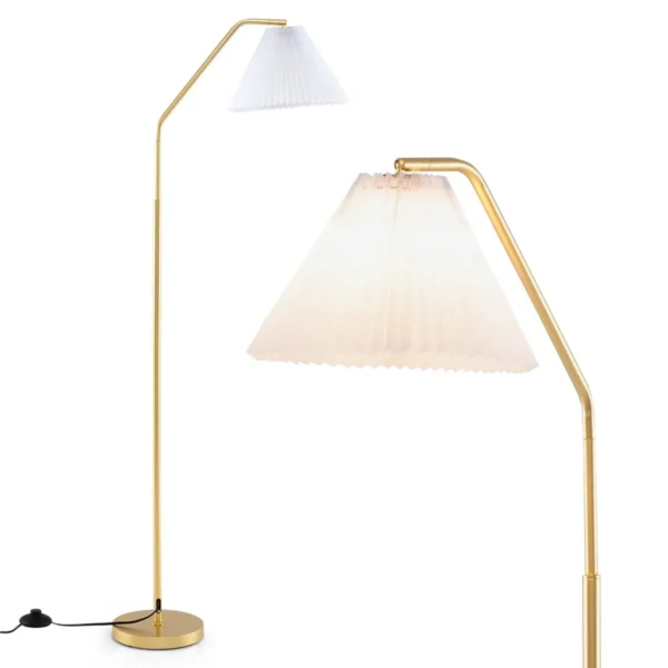 Staande lamp 168 cm met verstelbare lampkop geplooide kap en voetschakelaar moderne metalen lamp voor woonkamer slaapkamer 1