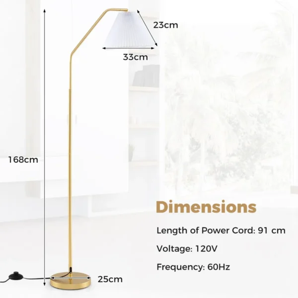 Staande lamp 168 cm met verstelbare lampkop geplooide kap en voetschakelaar moderne metalen lamp voor woonkamer slaapkamer 2