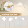 Staande lamp 168 cm met verstelbare lampkop geplooide kap en voetschakelaar moderne metalen lamp voor woonkamer slaapkamer 4