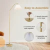 Staande lamp 168 cm met verstelbare lampkop geplooide kap en voetschakelaar moderne metalen lamp voor woonkamer slaapkamer 6