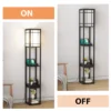 Staande vloerlamp met planken en lade moderne staande vloerlamp voor woonkamer en slaapkamer 26 x 26 x 160,5 cm zwart 6