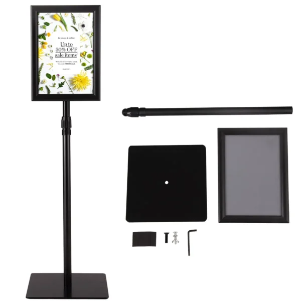 Stabiele informatiestandaard presentatie standaard reclamestandaard a4 posterstandaard met poster frame en bord zwart 7
