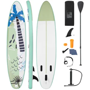 Stand up surfboard opblaasbaar surfplank paddle board 320 x 76 x 15 cm groen 1
