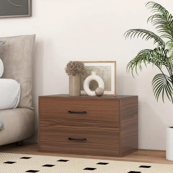 Stapelbaar opbergmeubel met 2 laden horizontaal opbergmeubel met anti kantelsets stapelbaar ladeblok voor woonkamer kantoor okkernoot 7