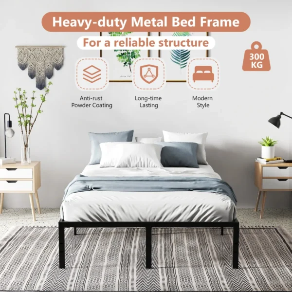 Stevig metalen bedframe geruisloze lattenbodem met ijzeren lattensteun en opbergruimte onder het bed tweepersoonsbed zwart 3