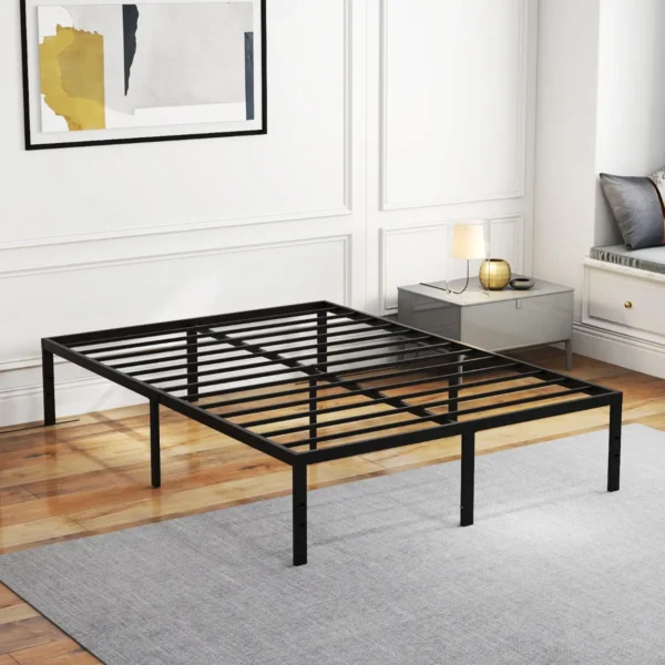 Stevig metalen bedframe geruisloze lattenbodem met ijzeren lattensteun en opbergruimte onder het bed tweepersoonsbed zwart 7