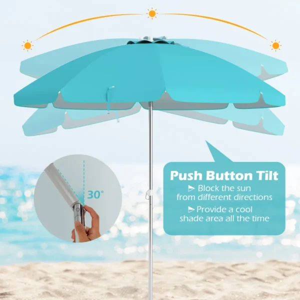 Strandparaplu met verankerende parasol marktparaplu tuinparaplu kantelbaar voor buiten blauw 6