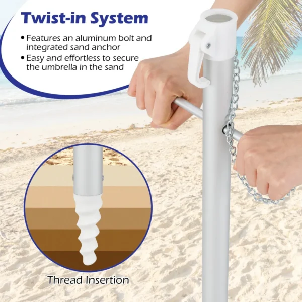 Strandparaplu met verankerende parasol marktparaplu tuinparaplu kantelbaar voor buiten blauw + groen 7