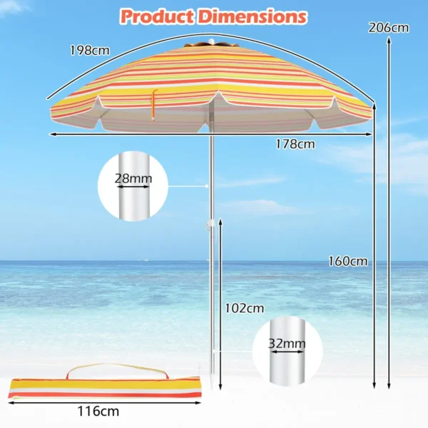 Strandparaplu met verankerende parasol marktparaplu tuinparaplu kantelbaar voor buiten rood + geel 2