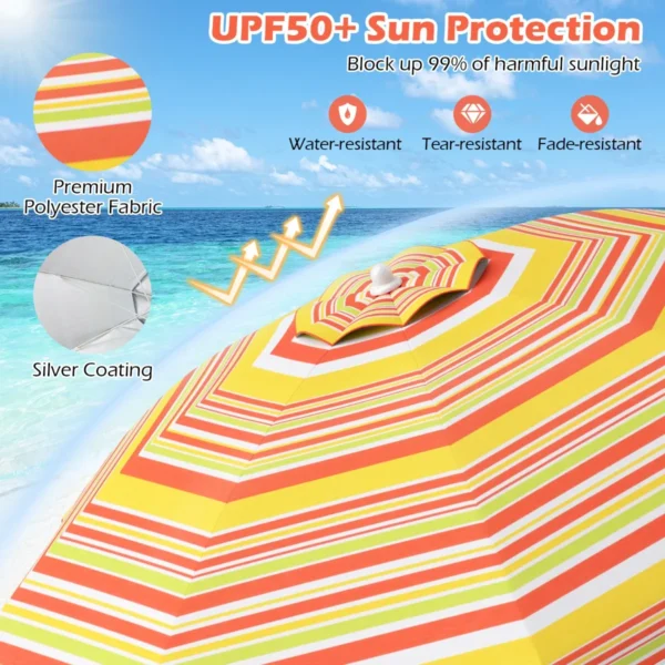 Strandparaplu met verankerende parasol marktparaplu tuinparaplu kantelbaar voor buiten rood + geel 3
