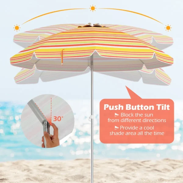 Strandparaplu met verankerende parasol marktparaplu tuinparaplu kantelbaar voor buiten rood + geel 6