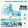 Strandstoel met verstelbare rugleuning 5 standen opvouwbare ligstoel met bekerhouder opbergvakken schouderriemen blauw 3