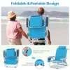 Strandstoel met verstelbare rugleuning 5 standen opvouwbare ligstoel met bekerhouder opbergvakken schouderriemen blauw 4