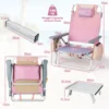 Strandstoelen en tafel set inklapbare campingstoelen met verstelbare rugleuning hoofdsteun zijzakken ijszakken lichte klapstoelen (roze) 3