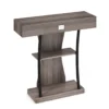 T vormige consoletafel achterbanktafel met lade legplanken en dubbele anti kantelsets instap bijzettafel voor woonkamer grijs 2