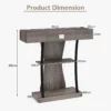 T vormige consoletafel achterbanktafel met lade legplanken en dubbele anti kantelsets instap bijzettafel voor woonkamer grijs 3