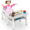 Tafel en stoel voor kinderen met schattig dinosaurus ontwerp bureau en stoel voor activiteiten met opbergbakje en constructiespelletjes 1