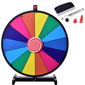 Tafelblad draaiend prijswiel bewerkbaar kleurenprijswiel van fortuin regenboog prijswiel met stevige metalen voet 60cm 1