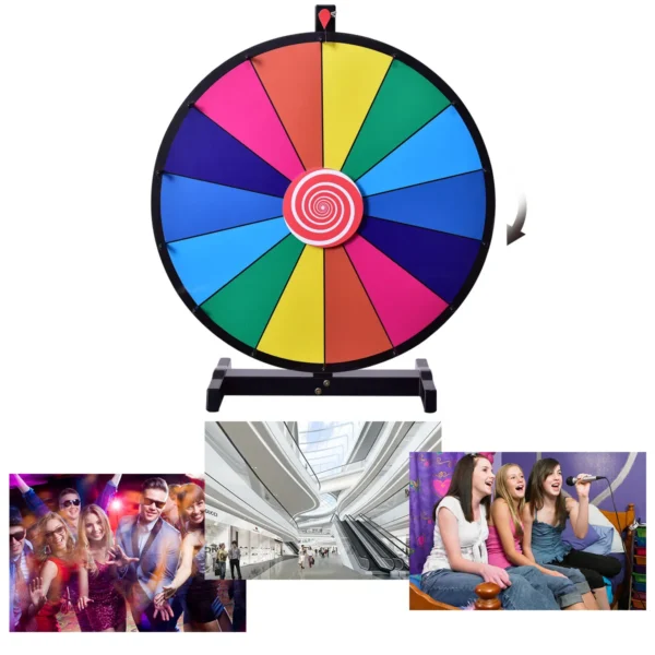 Tafelblad draaiend prijswiel bewerkbaar kleurenprijswiel van fortuin regenboog prijswiel met stevige metalen voet 60cm 6