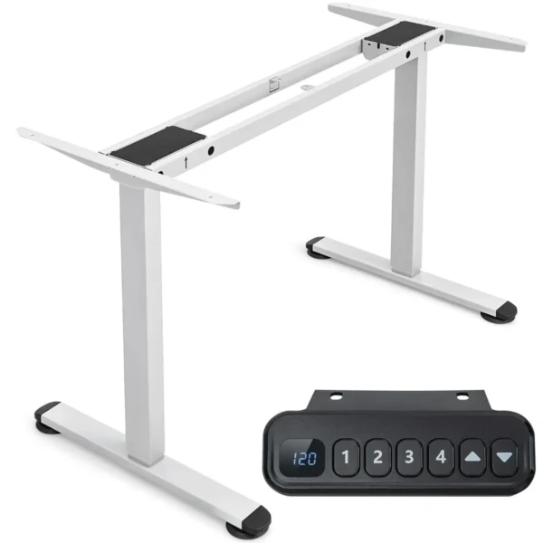 Tafelframe met twee motoren staand lessenaarframe in hoogte verstelbaar met anti botsingsbescherming geheugenfunctie (wit) 1