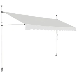Telescopische luifel zonnescherm uitschuifbare luifel zonnescherm uv bestendig waterdicht luifel 395 cm breed beige 1