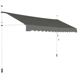 Telescopische luifel zonnescherm uitschuifbare luifel zonnescherm uv bestendig waterdicht luifel 395 cm breed grijs 1
