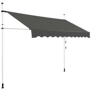 Telescopische luifel zonwering in hoogte verstelbare waterdichte luifel 300 x 120 cm grijs 1
