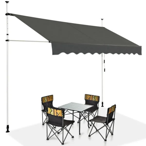 Telescopische luifel zonwering in hoogte verstelbare waterdichte luifel 300 x 120 cm grijs 2