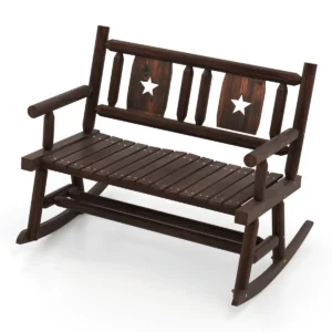 Terras schommelbank dubbele schommelstoel in verkoold hout met ergonomische zitting rustieke stijl voor binnenplaats veranda tuin 1