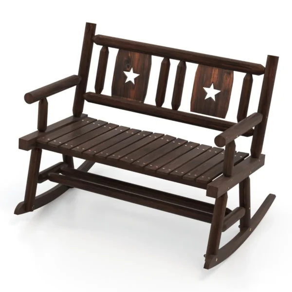 Terras schommelbank dubbele schommelstoel in verkoold hout met ergonomische zitting rustieke stijl voor binnenplaats veranda tuin 1