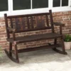 Terras schommelbank dubbele schommelstoel in verkoold hout met ergonomische zitting rustieke stijl voor binnenplaats veranda tuin 6