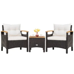 Terrasmeubelset tuinmeubelset buiten rotan meubelset met koffietafel wit 1