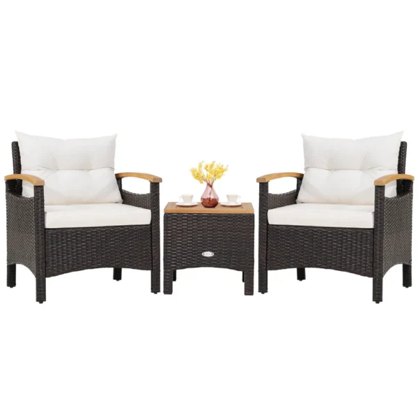 Terrasmeubelset tuinmeubelset buiten rotan meubelset met koffietafel wit 1
