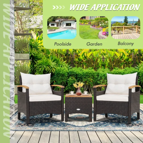 Terrasmeubelset tuinmeubelset buiten rotan meubelset met koffietafel wit 3