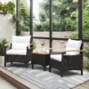 Terrasmeubelset tuinmeubelset buiten rotan meubelset met koffietafel wit 7