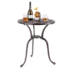 Terrastafel van gegoten aluminium 61 cm ronde tafel met gat voor parasol en onderste plank aantrekkelijke bistrotafel voor veranda tuin 1