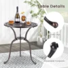 Terrastafel van gegoten aluminium 61 cm ronde tafel met gat voor parasol en onderste plank aantrekkelijke bistrotafel voor veranda tuin 7