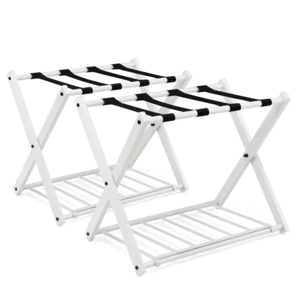 Thuis bagagerek standaard dubbellaagse bagagehouder met schoenenplank compacte opvouwbare bagagerek houder (wit) 2