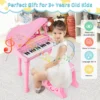 Toetsenbord voor kinderen 31 toetsen met kruk elektronisch pianotoetsenbord met microfoon led leer modus speelgoedpiano (roze) 3