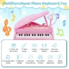 Toetsenbord voor kinderen 31 toetsen met kruk elektronisch pianotoetsenbord met microfoon led leer modus speelgoedpiano (roze) 4