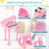 Toetsenbord voor kinderen 31 toetsen met kruk elektronisch pianotoetsenbord met microfoon led leer modus speelgoedpiano (roze) 5