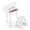 Toetsenbord voor kinderen 31 toetsen met kruk elektronisch pianotoetsenbord met microfoon led leer modus speelgoedpiano (wit) 1