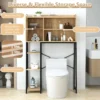 Toiletkast met pe rotan deur toiletrek met verstelbare plank en opbergvakken vrijstaande bovenbouwkast wasmachinerek in boho stijl 5
