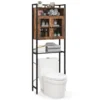 Toiletkast vrijstaand badkamerrek met dubbele deur wasmachinerek toiletrek wc kast bovenkast verstelbare plankplaat 60 x 24 x 172 cm 1