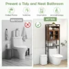 Toiletkast vrijstaand badkamerrek met dubbele deur wasmachinerek toiletrek wc kast bovenkast verstelbare plankplaat 60 x 24 x 172 cm 3
