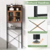 Toiletkast vrijstaand badkamerrek met dubbele deur wasmachinerek toiletrek wc kast bovenkast verstelbare plankplaat 60 x 24 x 172 cm 7