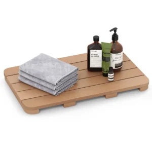 Toiletmat van hips hout design badmat bestand tegen een belasting tot 150 kg antislip badmat waterdichte saunamat/binnen/buiten bruin 1